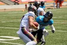 <p>Kibice na meczu Panthers Wrocław z Centurions Cologne</p>