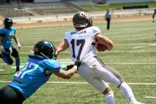 <p>Kibice na meczu Panthers Wrocław z Centurions Cologne</p>