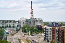 Panorama Wrocławia z Krupa Gallery znajdującej się na 8. piętrze budynku przy Księcia Witolda