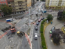 Wymiana rozjazdów tramwajowych na skrzyżowaniu Dubois z Pomorską (Nadodrze), 7 lipca 2025