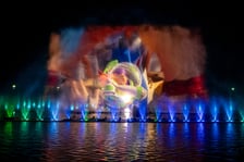 <p>Pr&oacute;ba generalna pokazu specjalnego fontanny multimedialnej "Pixar: Lato Przyjaźni"</p>