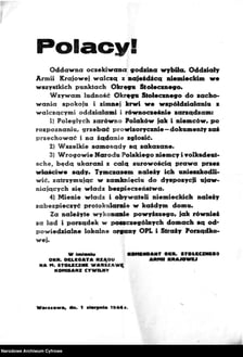 Ulotka dowództwa Armii Krajowej
