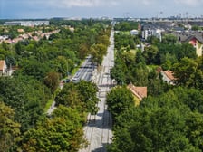 Budowa torowiska na ulicy Kosmonautów z lotu ptaka
