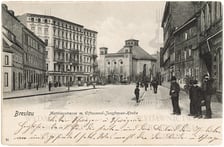 <p>Ulica Jedności Narodowej na wysokości wylotu ul. Henryka Pobożnego około roku 1902. Poczt&oacute;wka wysłana w roku 1906.&nbsp;</p>