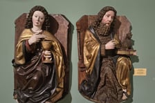 <p>św. Jan Ewangelista i św. Jan Chrzciciel | z kościoła Bożego Ciała we Wrocławiu | pracownia wrocławska | ok. 1480 | ze zbior&oacute;w Muzeum Narodowego we Wrocławiu</p>