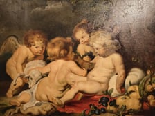 <p>Chrystus i św. Jan Chrzciciel jako dzieci (fragment) | nieokreślony malarz wg Petera Paula Rubensa | olej na pł&oacute;tnie | XIX w. (?) | z wystawy Rubens na Śląsku w Muzeum Narodowym we Wrocławiu</p>