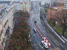 Prace przy przebudowie węzła Drobnera-Dubois. Zdjęcie z 1 grudnia 2025 r.