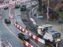 Prace przy przebudowie węzła Drobnera-Dubois. Zdjęcie z 1 grudnia 2025 r.