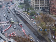 Prace przy przebudowie węzła Drobnera-Dubois. Zdjęcie z 1 grudnia 2025 r.