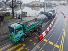 Prace przy przebudowie węzła Drobnera-Dubois. Zdjęcie z 1 grudnia 2025 r.