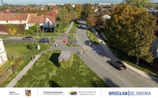 Wizualizacja ulicy Pawiej po remoncie. Widok na skrzyżowanie z Jasienicy