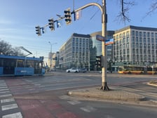 Widok na skrzyżowanie ulic Borowskiej i Suchej.