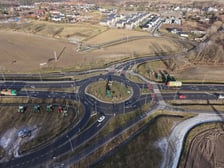 Protest rolników przy rondzie Ochotniczych Straży Pożarnych na Wschodniej Obwodnicy Wrocławia na wysokości miejscowości Kiełczówek w pobliżu wrocławskiego Wojnowa