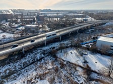 Estakady na Alei Sobieskiego - widok z lotu ptaka