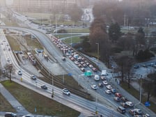 Utrudnienia, wypadek na Placu Społecznym