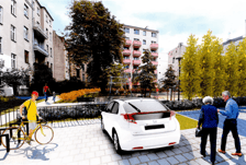 Wizualizacja - podwórko w obrębie ulic Piotra Skargi i Nowej