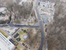 Widok na skrzyżowanie ulic Na Grobli, Okólnej i Międzyrzeckiej