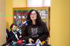 Izabela Duchnowska, radna miejska podczas konferencji prasowej ws. planów remontowych na 2026 r.