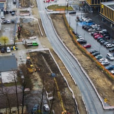Budowa trasy autobusowo-tramwajowej na Swojczyce. Zdjęcie z 16 marca 2026 r.
