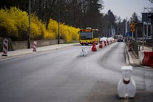 Ulica Grabiszyńska z nową nawierzchnią (zdjęcie z poniedziałku 23 marca)