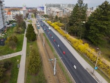 Ulica Grabiszyńska z nową nawierzchnią (zdjęcie z poniedziałku 23 marca)