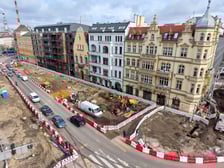 Przebudowa ulicy Dubois (na zdjęciu z 31 marca) to jeden z elementów budowy węzła przesiadkowego Drobnera-Dubois