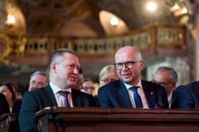 Radosław Sikorski, wicepremier, minister spraw zagranicznych na otwarciu East West Forum w Auli Leopoldina.