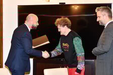 <p>Uroczystość przyznania stypendi&oacute;w Prezydenta Wrocławia dla artyst&oacute;w, 10.01.2023 &ndash; laureat Michał Zygmunt</p>