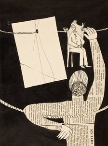 <p>Krzesława Maliszewska-Mazurkiewicz, Ilustracja, 1959, kolaż, tusz, papier</p>