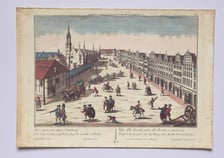 <p>Rysunek Friedricha Bernharda Wernera &ndash; widok pl. południowego Rynku od zachodu, ok. 1780</p>