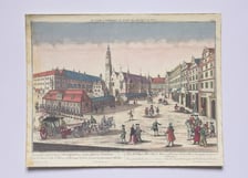 <p>Rysunek Friedricha Bernharda Wernera &ndash; widok ratusza od zachodu wraz z wartownią i Targiem Rybnym oraz wschodnią częścią pl. południowego Rynku, ok. 1780</p>