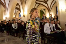 <p>Uroczystość wręczenia stypendi&oacute;w artystycznych w Sali Wielkiej ratusza</p>