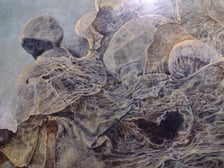 Fragment obrazu Zdzisława Beksińskiego z wystawy „Beksiński we Wrocławiu” w IASE