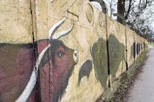 Mural autorstwa Jerzego Wołoszynowicza na ogrodzeniu zoo we Wrocławiu