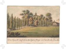 <p>Kaplica Korn&oacute;w na Osobowicach. Poczt&oacute;wka z grafiką Maximiliana von Grossmanna, ok. 1825 r.</p>