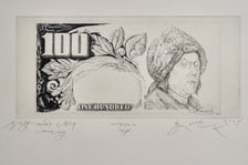<p>Banknot studolarowy-wersja wrocławskiego grafika Bartłomieja Podg&oacute;rniaka</p>