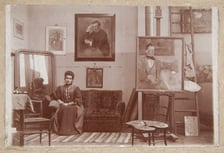 <p>Olga Boznańska w pracowni przy rue de Vaugirard w Paryżu, ok. 1900</p>