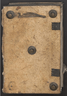 <p>Oprawa rękopisu z XV wieku</p>