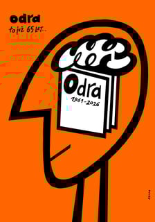 <p>Plakat z okazji 65-lecia &bdquo;Odry&rdquo; zaprojektował Tomasz Broda, ceniony wrocławski artysta, wsp&oacute;łpracujący z miesięcznikiem</p>