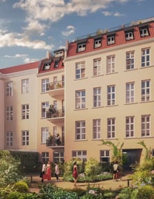 Wizualizacje projektu budowy Ogrodów Staromiejskich w miejscu dawnej fabryki tytoniu przy ul. Stawowej 10