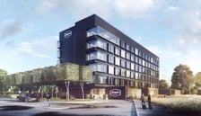 Wizualizacja pięciopiętrowego hotelu Hampton by Hilton na wrocławskim lotnisku