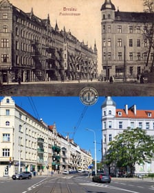 ul. Piastowska, współczesne i przedwojenne zdjęcia Wrocławia