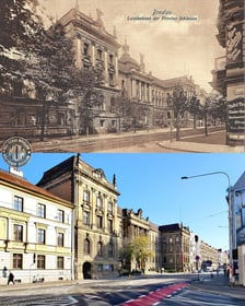 Ul. J. Piłsudskiego, współczesne i przedwojenne zdjęcia Wrocławia