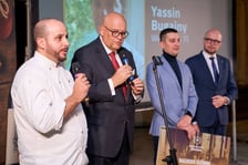 Kulinarne Grand Prix Wrocławia, gala w Sali Wielkiej Starego Ratusza, Wrocław, 22 października 2025. Od lewej: Diego Grimberg, Maciej Dobrzyniecki, Yassin Bugajny i Jakub Mazur