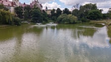 Staw z fontannami w Parku Tołpy.