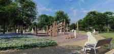 Wizualizacja nowego placu zabaw w parku Maślickim na wrocławskich Maślicach