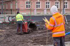 Sadzenie pierwszych drzew na placu Nowy Targ