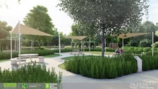 <p>Wizualizacja - planowany park Literacki na Złotnikach (osiedle Leśnica)</p>