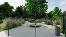 <p>Wizualizacja - planowany park Literacki na Złotnikach (osiedle Leśnica)</p>