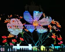 Pokaz gry świateł i dźwięku w pałacu Marianny Orańskiej w Kamieńcu Ząbkowickim.